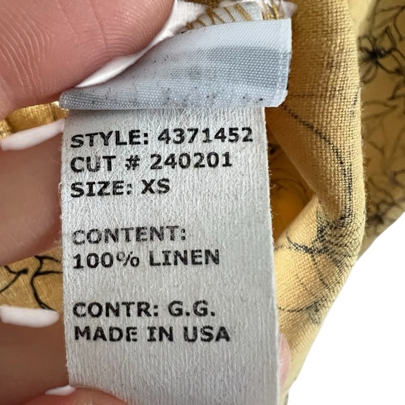 Cut Loose linen floral print shift dress in mustard size XS excellent condition - Picture 10 of 11